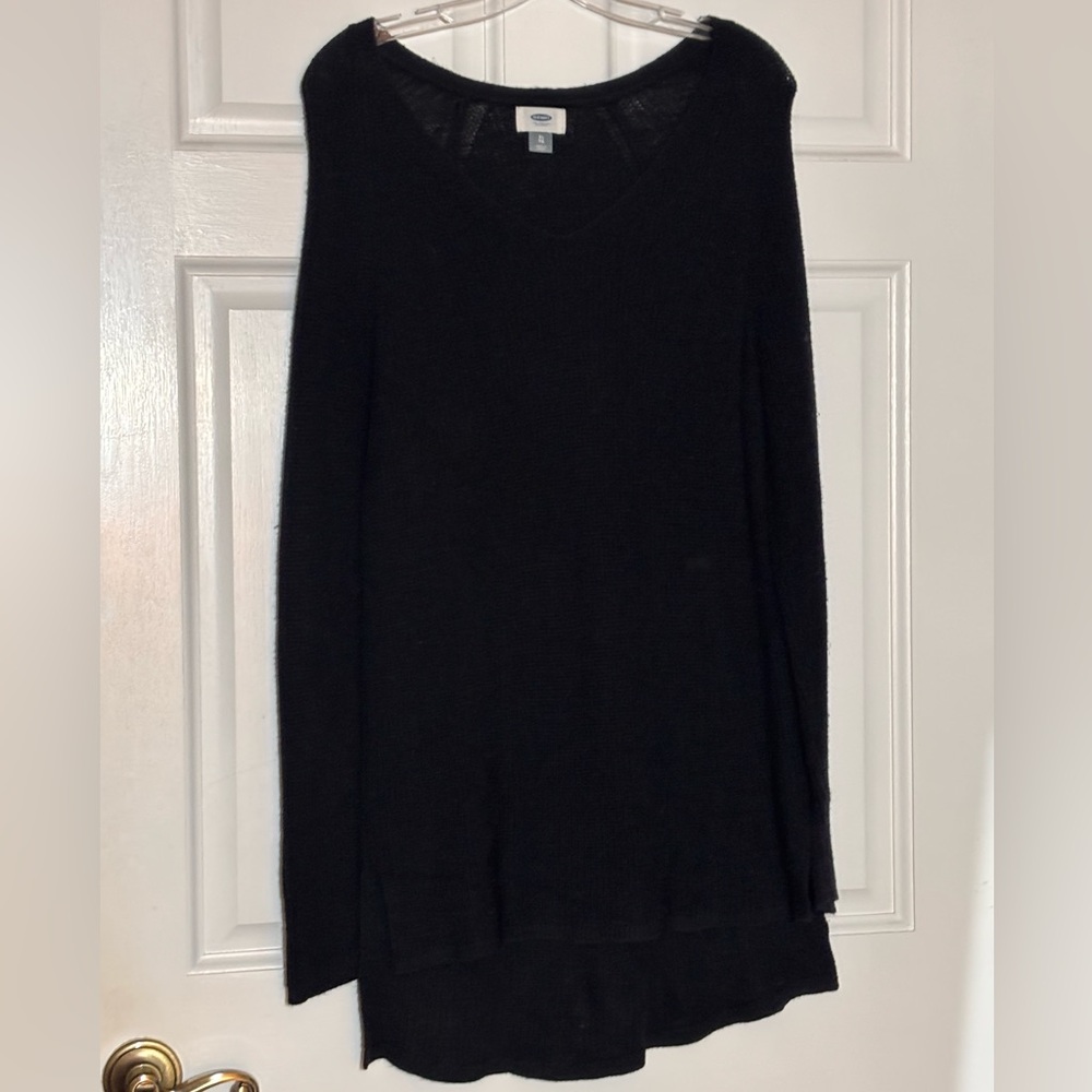 Old Navy Black Knit V Neck Long Sleeve Sweater Size XL